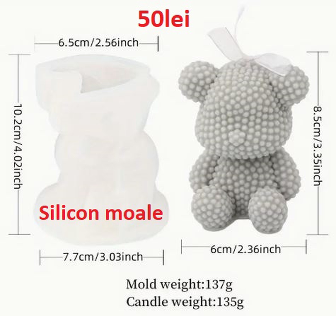 Matrite din Silicon pentru Marturii Botez Ursulet  lumanari, sapun, ipsos - accessorii și unelte - materie primă mixtă - lumânare - Artynos.ro