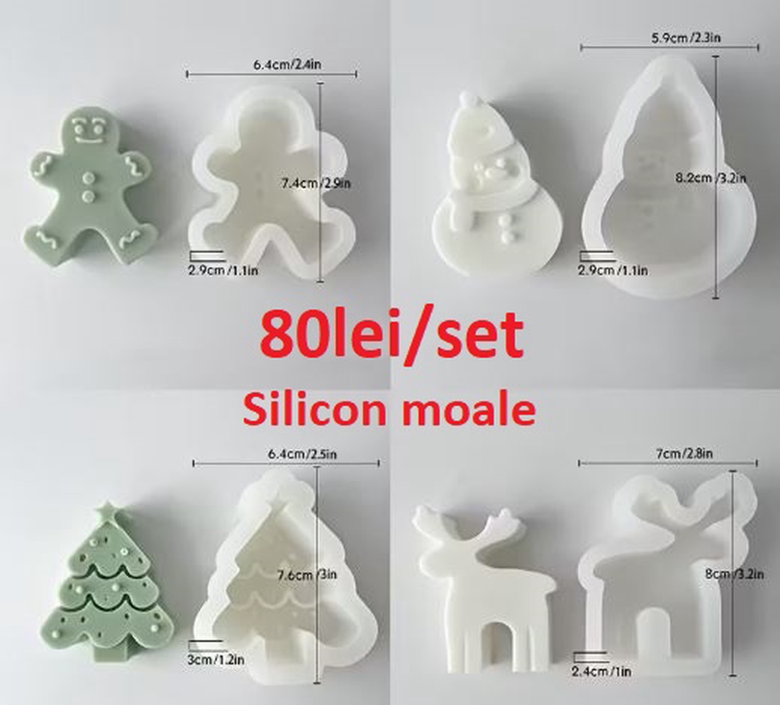 Matrite din Silicon pentru Craciun part 2 lumanari, sapun, ipsos - accessorii și unelte - materie primă mixtă - lumânare - Artynos.ro