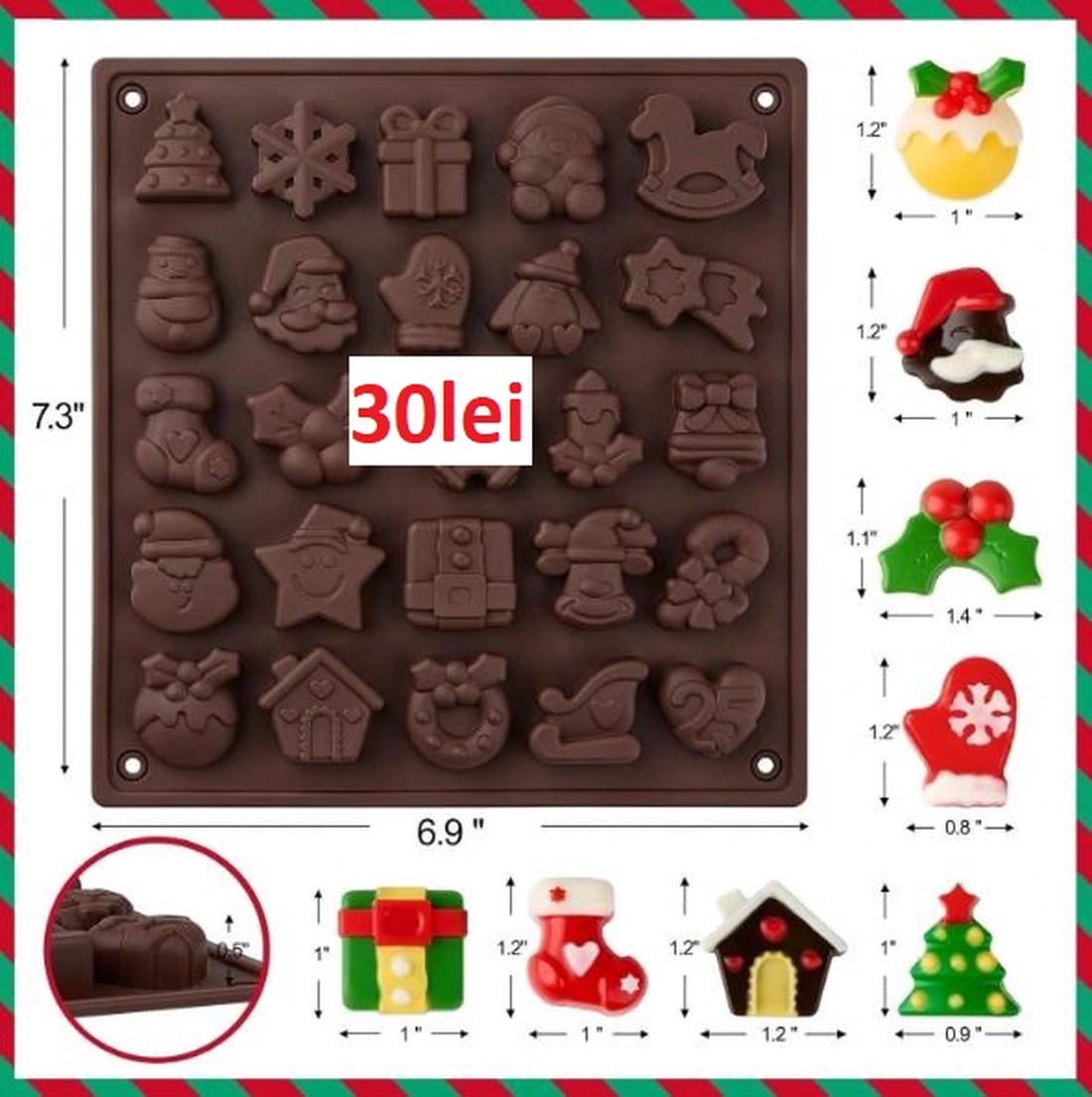 Matrite din Silicon pentru Craciun part 6  wax melts - accessorii și unelte - materie primă mixtă - lumânare - Artynos.ro