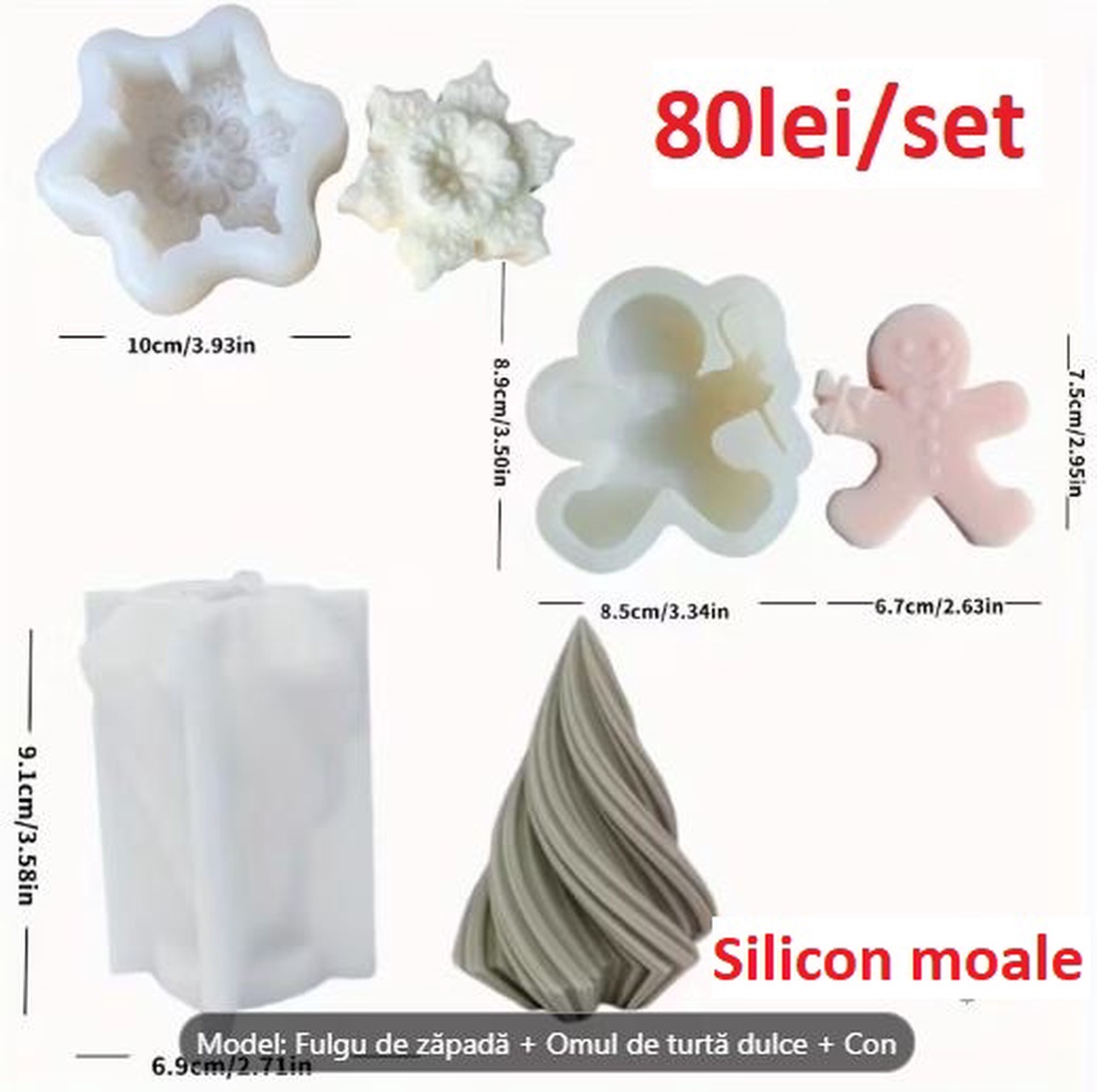 Matrite din Silicon pentru Craciun part 7 lumanari, sapun, ipsos - accessorii și unelte - materie primă mixtă - lumânare - Artynos.ro