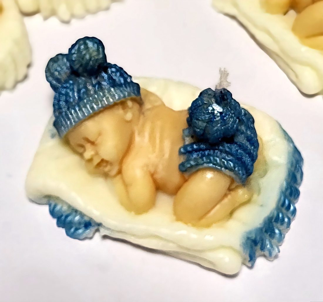 Mărturie,,Bebeluș  - accessorii și unelte - materie primă mixtă - lumânare - Artynos.ro