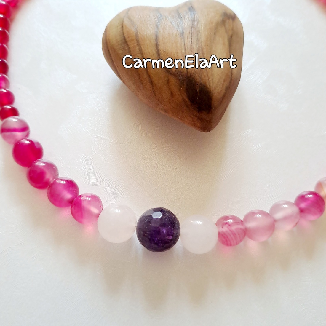 Colier din agate roz fucsia - bijuterii - coliere - coliere cu mărgele - Artynos.ro