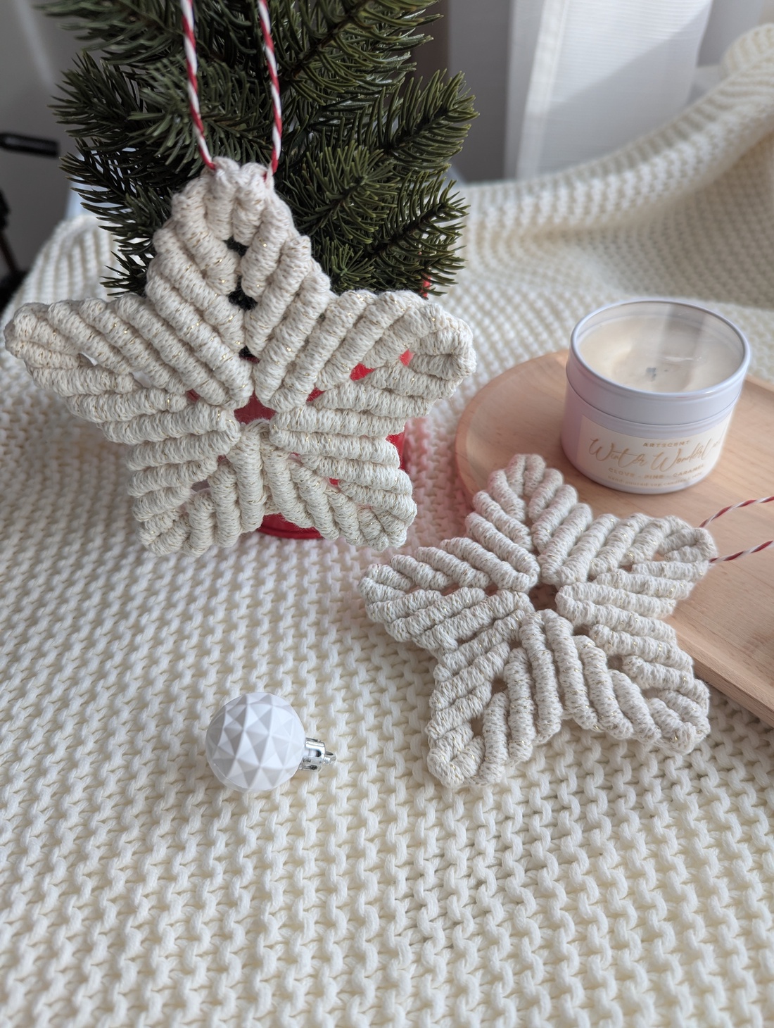 Macrame Star Golden Natural - crăciun - cadouri de moș crăciun - cadouri de moș crăciun - Artynos.ro