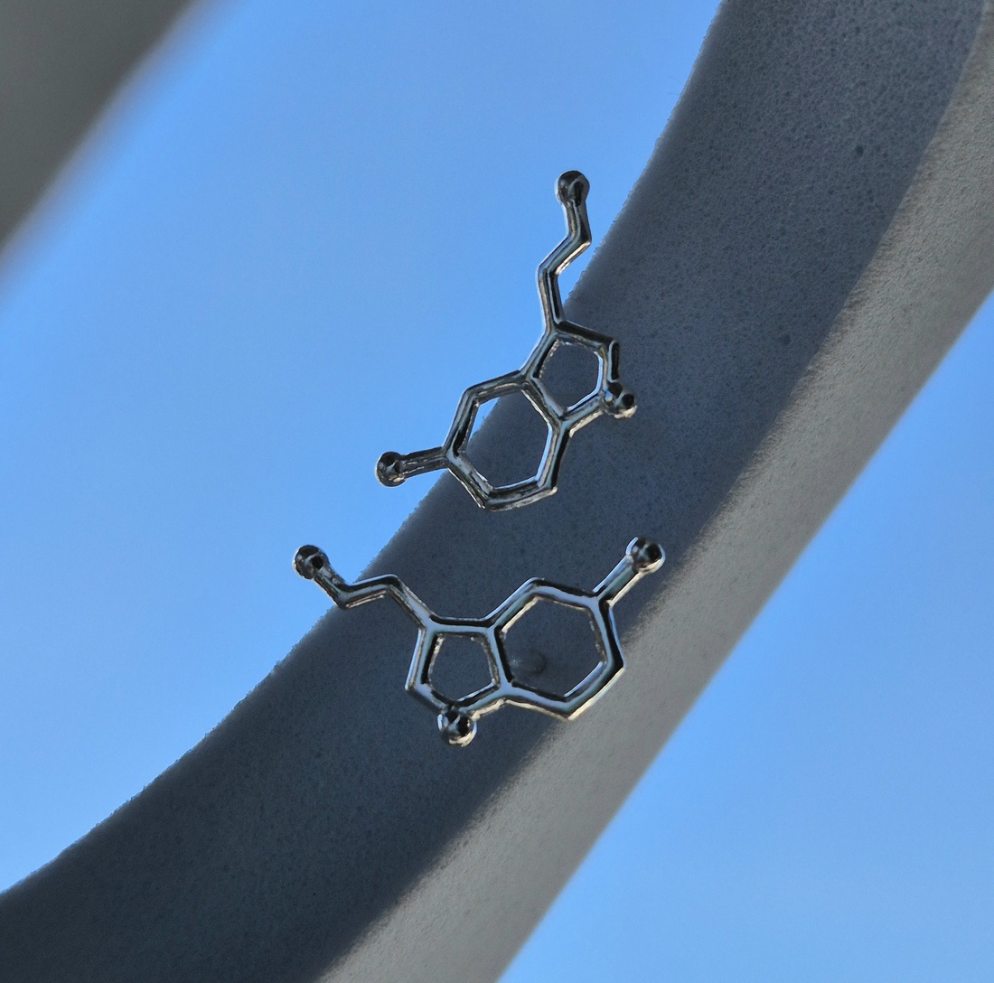 Cercei din argint 92.5 cu formula moleculară SEROTONINA  - bijuterii - cercei - clipsuri - Artynos.ro