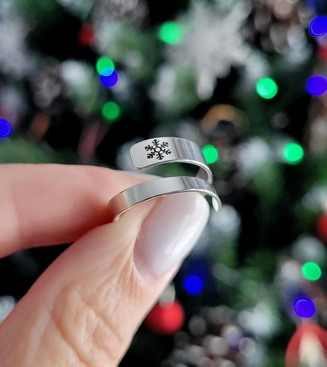 Inel reglabil din argint 92.5 cu fulg SNOWFLAKE  - bijuterii - inele - inele din argint - Artynos.ro