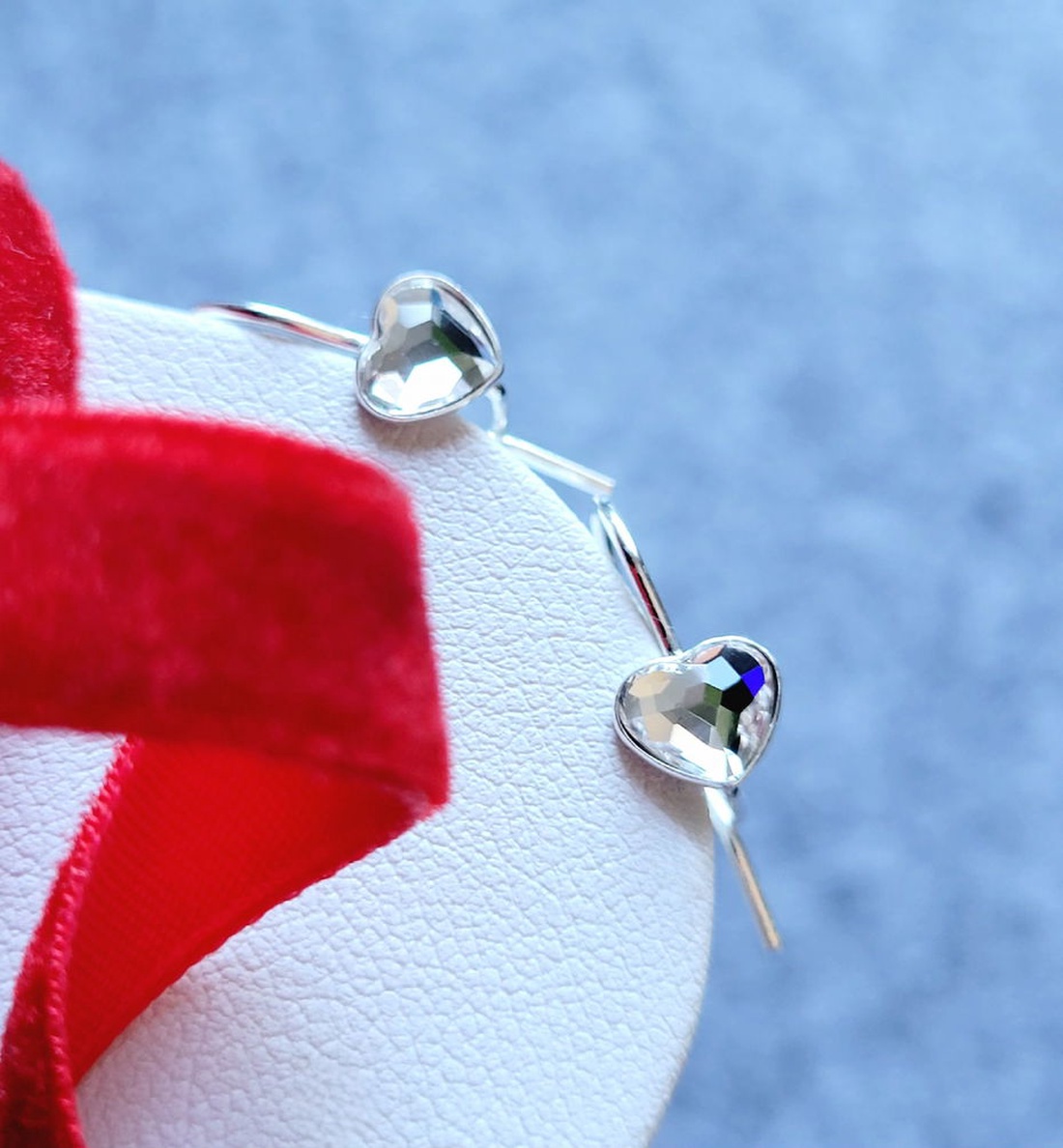 Cercei argint 925 cu inimioare Swarovski  - bijuterii - cercei - cercei din argint - Artynos.ro