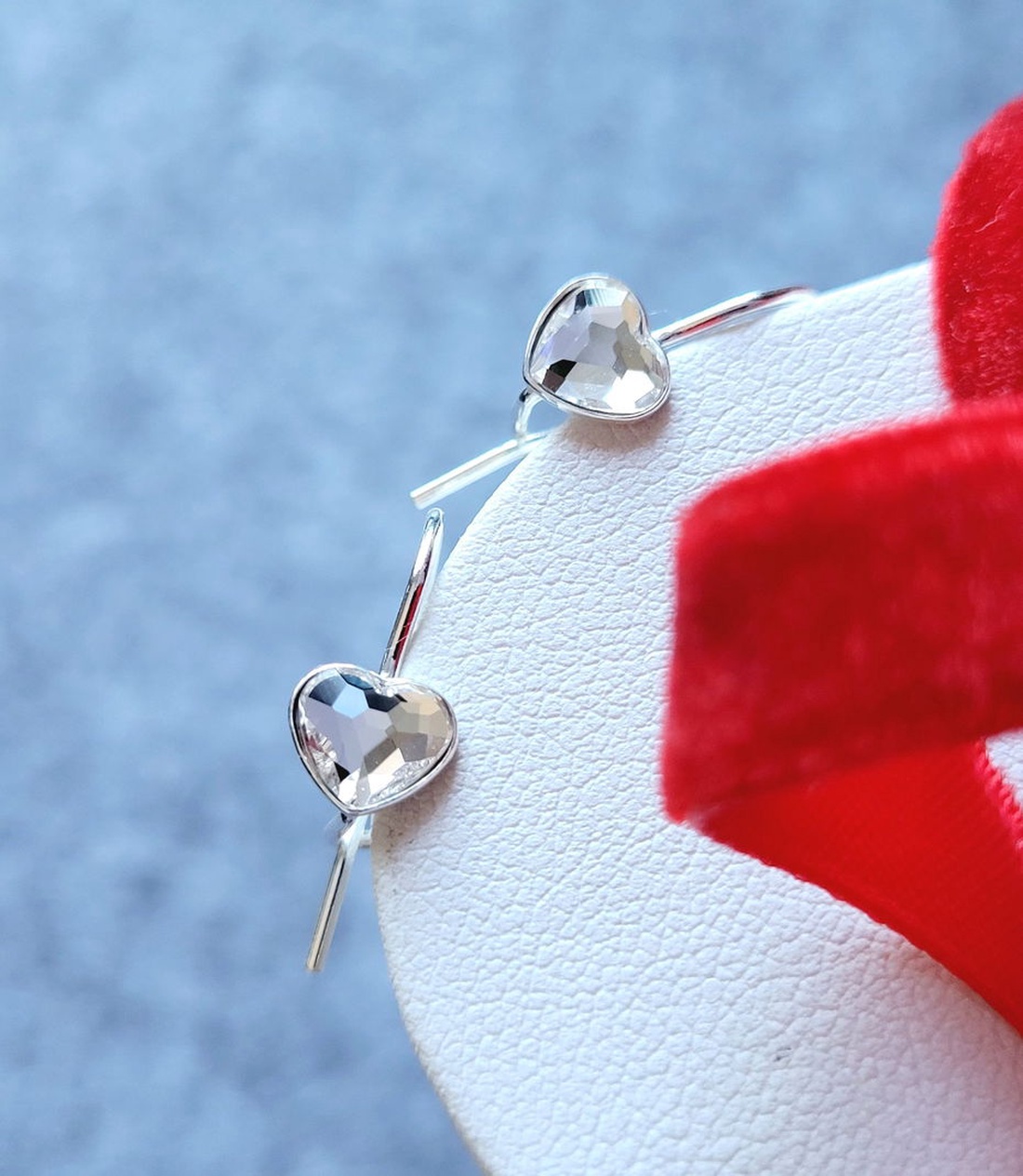 Cercei argint 925 cu inimioare Swarovski  - bijuterii - cercei - cercei din argint - Artynos.ro