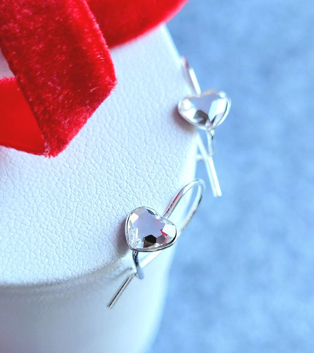 Cercei argint 925 cu inimioare Swarovski  - bijuterii - cercei - cercei din argint - Artynos.ro