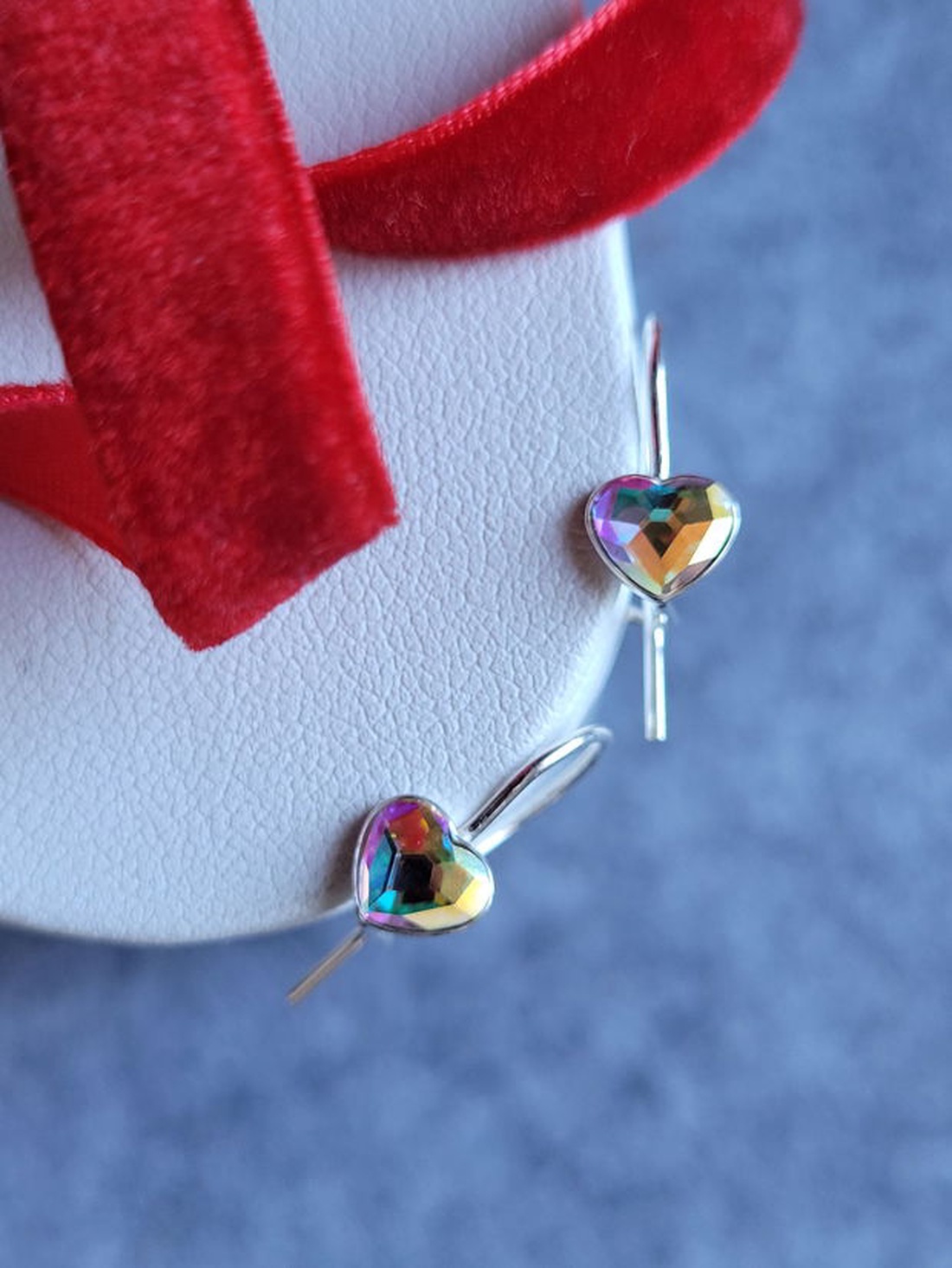 Cercei argint 925 cu inimioare Swarovski  - bijuterii - cercei - cercei din argint - Artynos.ro