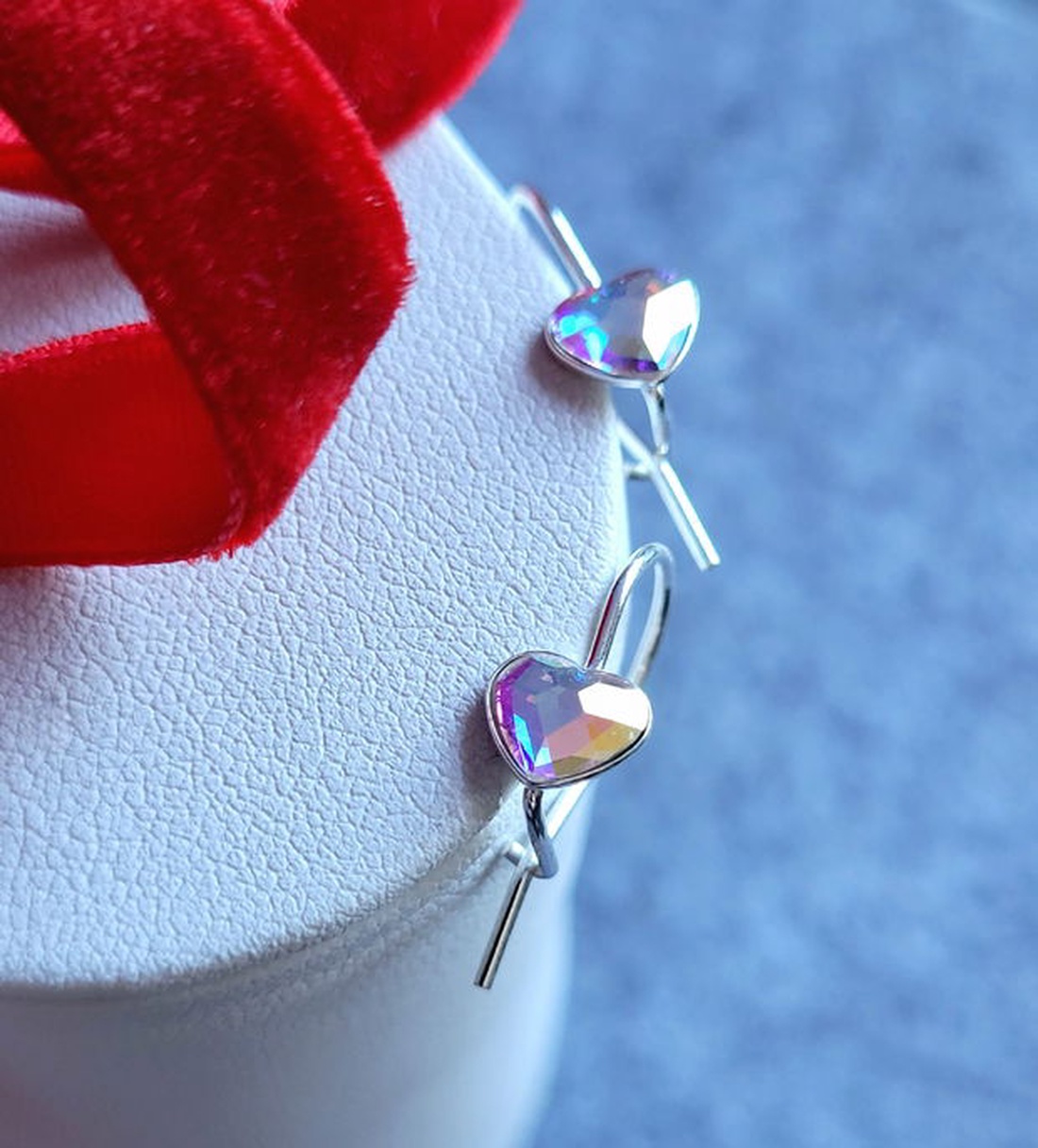 Cercei argint 925 cu inimioare Swarovski  - bijuterii - cercei - cercei din argint - Artynos.ro