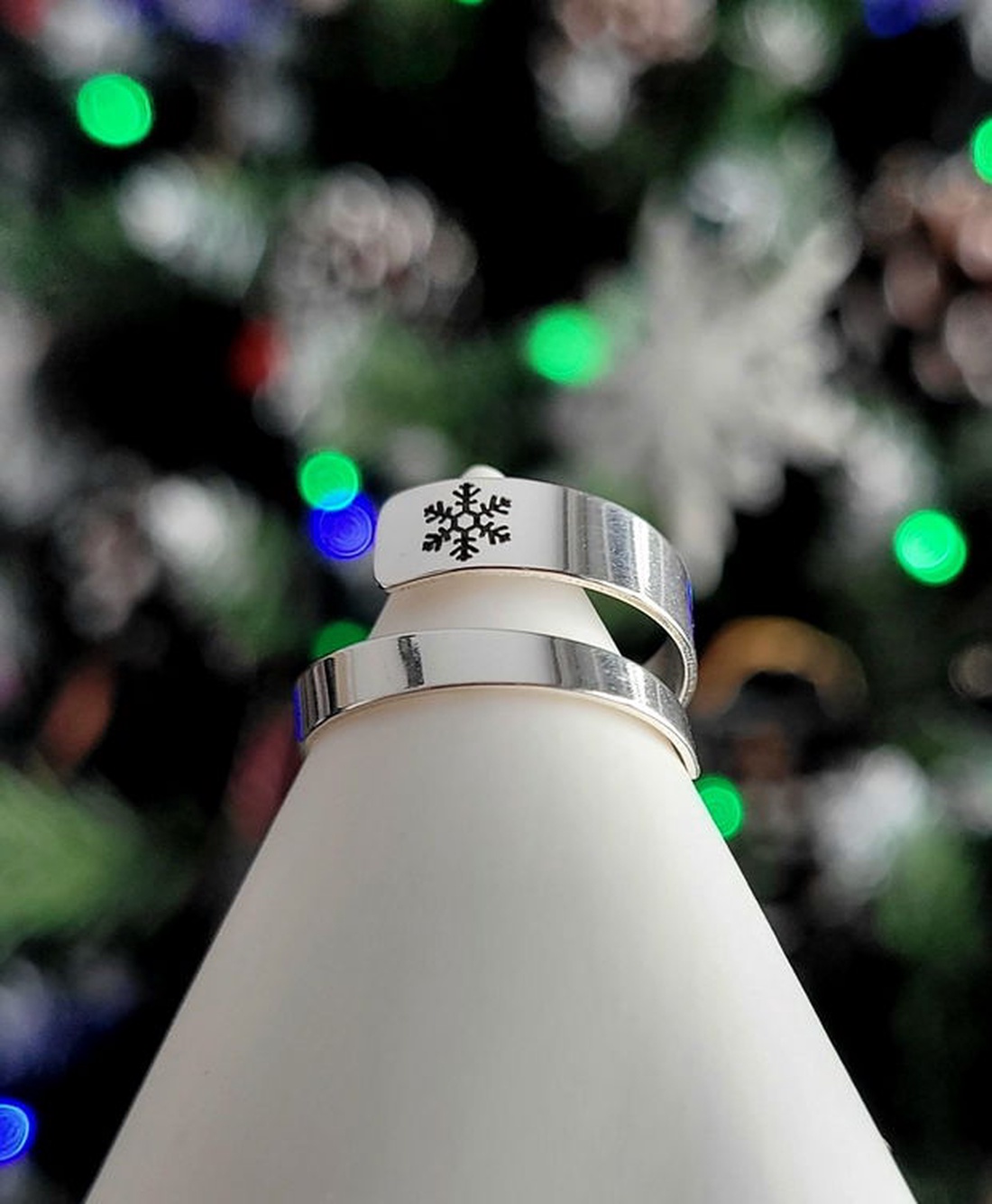 Inel reglabil din argint 92.5 cu Fulg de zăpadă  - bijuterii - inele - inele din argint - Artynos.ro