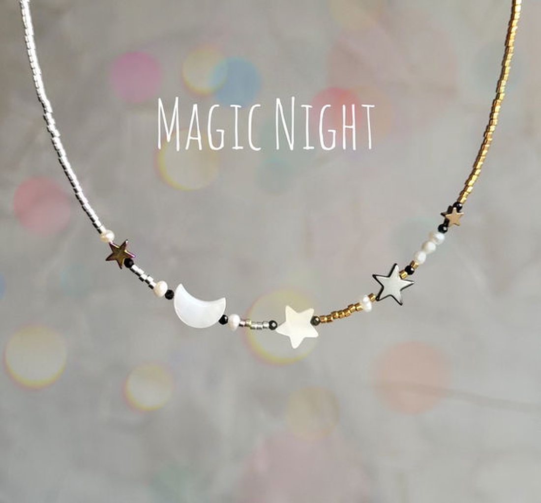 Colier delicat cu argint 92.5, perle, spinel și sidef natural  - bijuterii - coliere - chockere - Artynos.ro