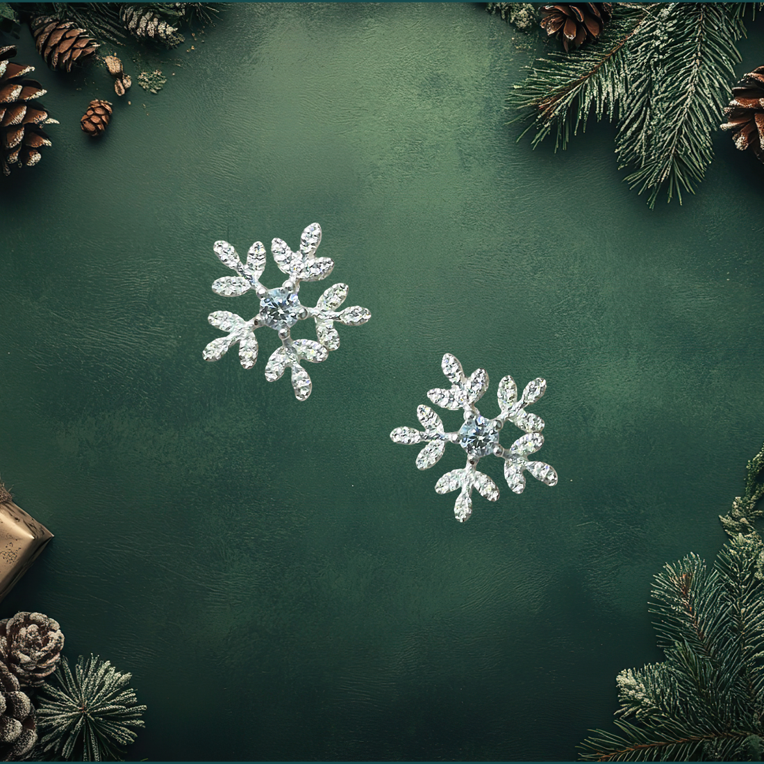 Cercei argintați 92.5 cu Fulgi de zăpadă  - bijuterii - cercei - cercei din argint - Artynos.ro