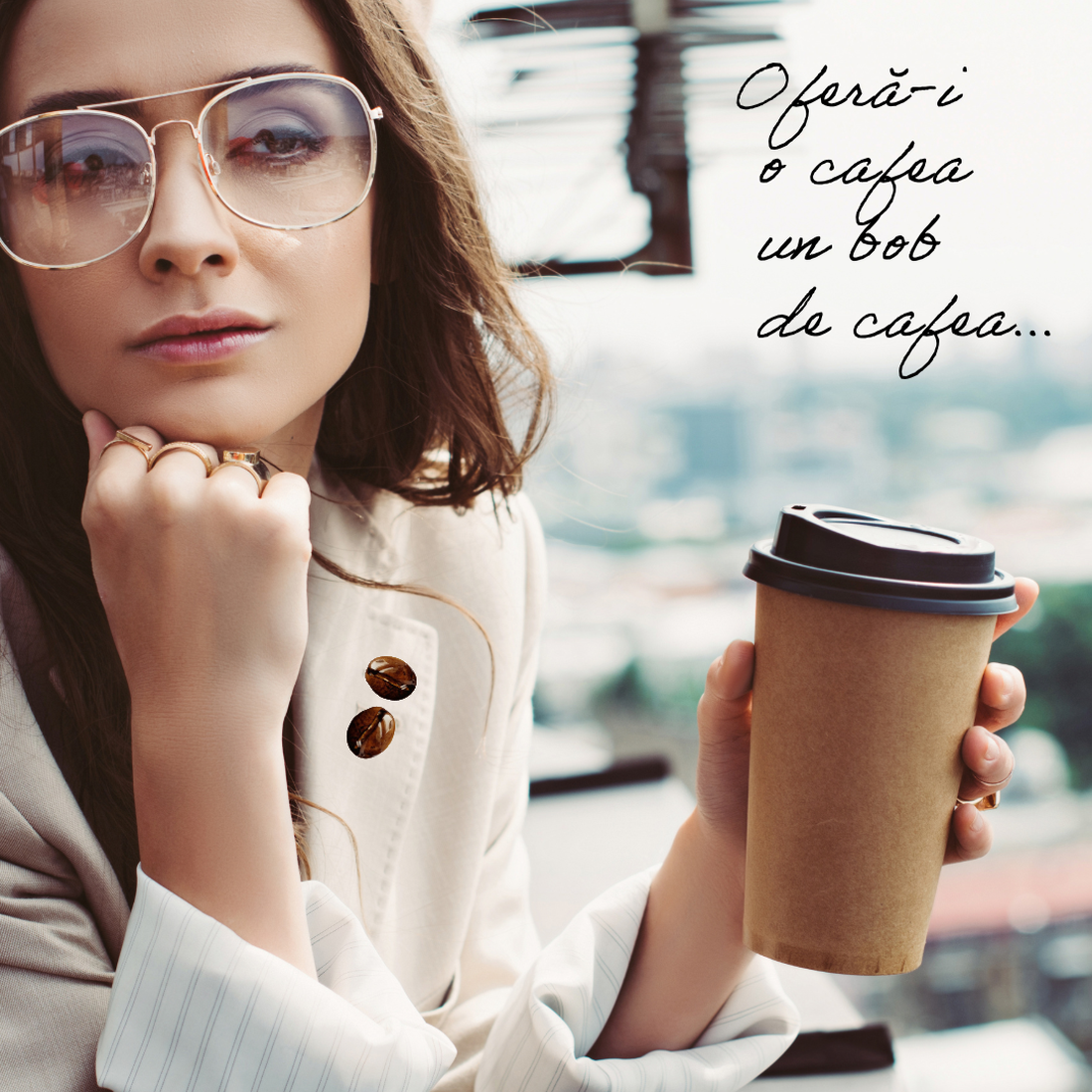 Mărțișor pin cu bob de cafea COFFEE LOVER  - bijuterii - mărțișor - Artynos.ro