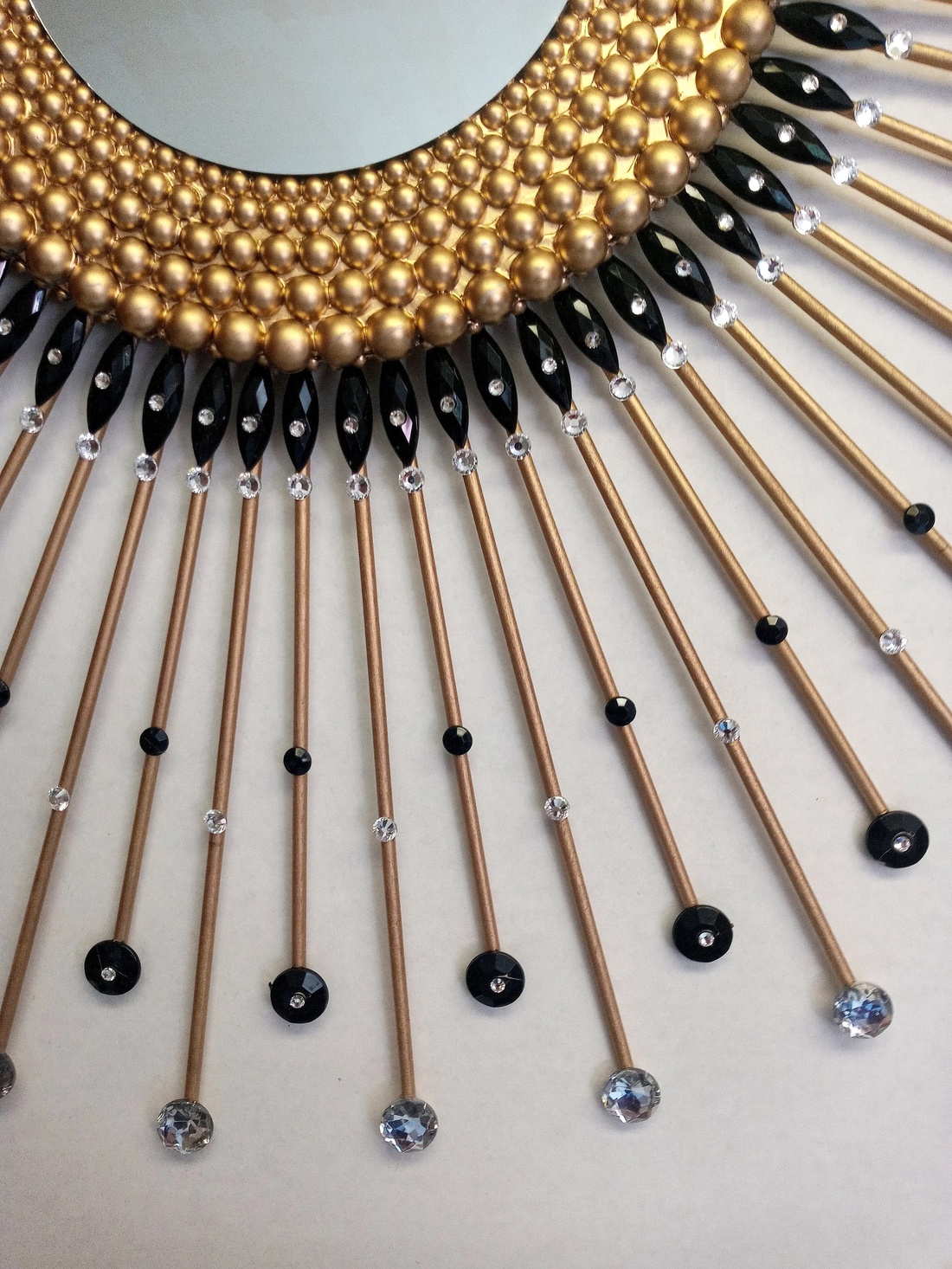 Beautiful Handmade Pearl Frame Gold Black 80 cm Diameter Glam Sunburst Mirror - casă & stil de viață - decorațiuni de casă - oglinzi - Artynos.ro