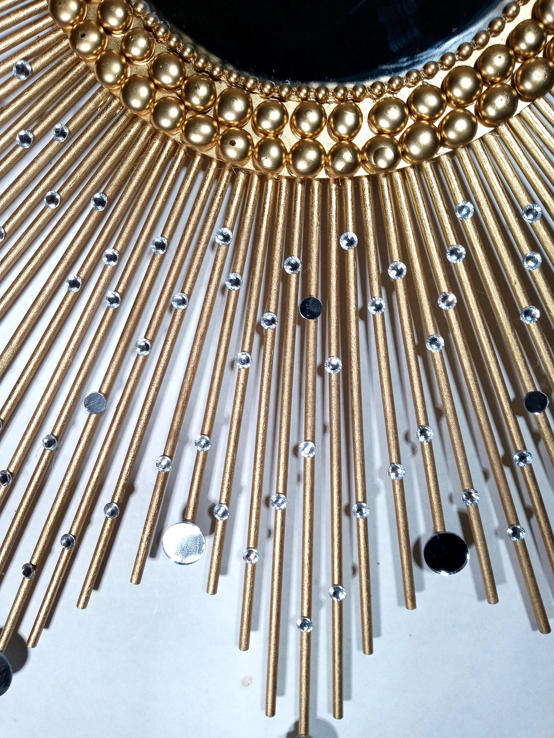 Beautiful Handmade Pearl Frame Gold Black 80 cm Diameter Glam Sunburst Mirror - casă & stil de viață - decorațiuni de casă - oglinzi - Artynos.ro