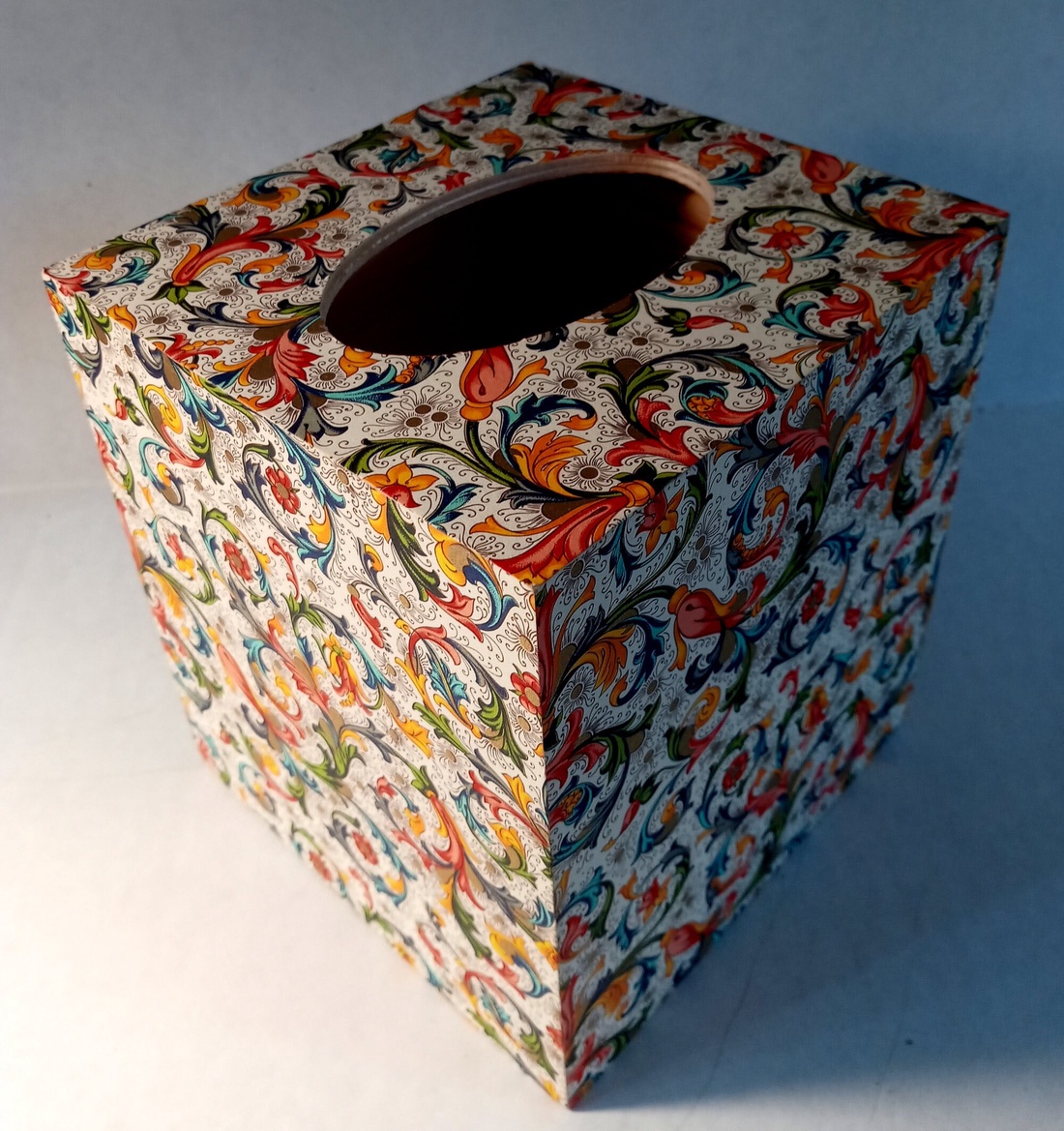  Wooden Tissue Box Florentine Italian Paper with Golden Highlights - casă & stil de viață - organizare & depozitare - cutie pentru șervețele - Artynos.ro