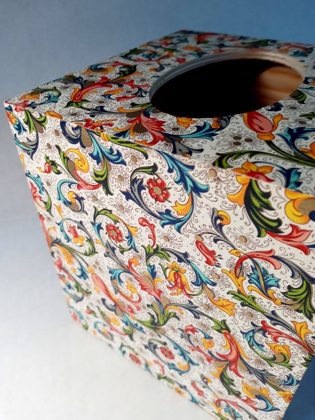  Wooden Tissue Box Florentine Italian Paper with Golden Highlights - casă & stil de viață - organizare & depozitare - cutie pentru șervețele - Artynos.ro