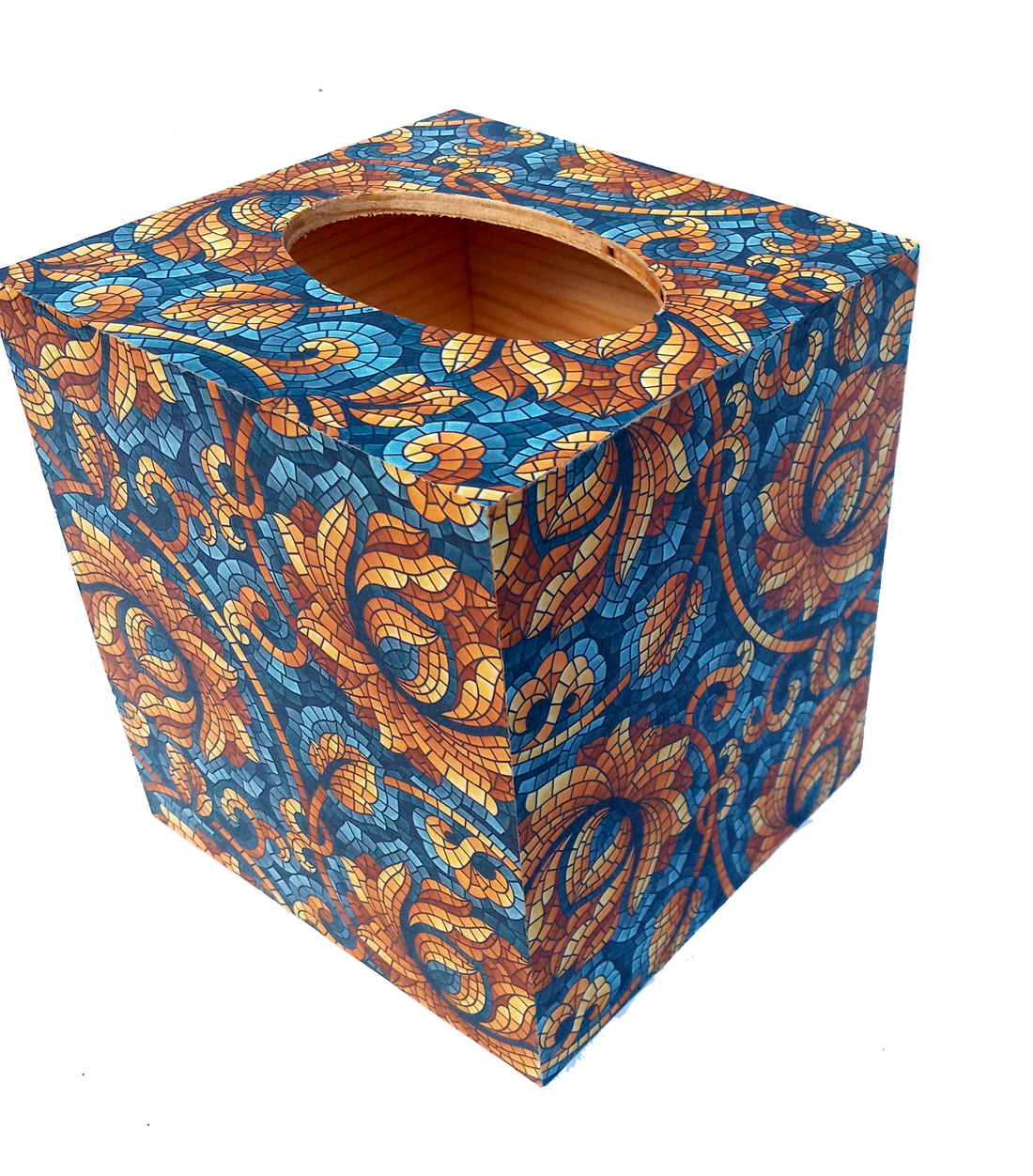  Wooden Tissue Box Mosaic Pattern Italian Paper - casă & stil de viață - organizare & depozitare - cutie pentru șervețele - Artynos.ro