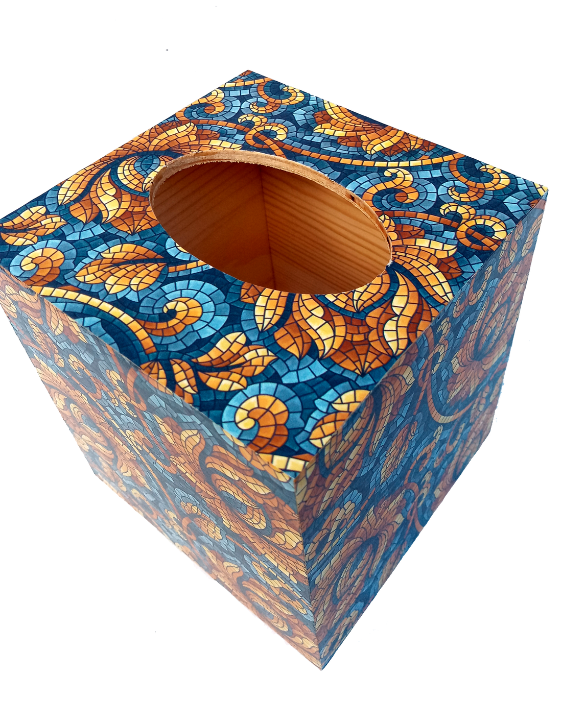  Wooden Tissue Box Mosaic Pattern Italian Paper - casă & stil de viață - organizare & depozitare - cutie pentru șervețele - Artynos.ro