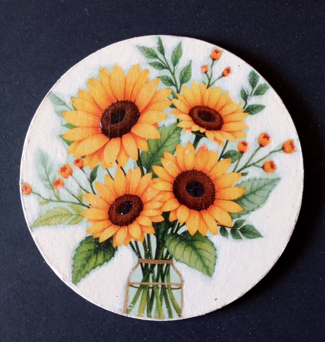 Set of four decoupage coasters - Sunflower Bouquet - casă & stil de viață - echipamente de bucătărie - accesorii de servire - coastere - Artynos.ro