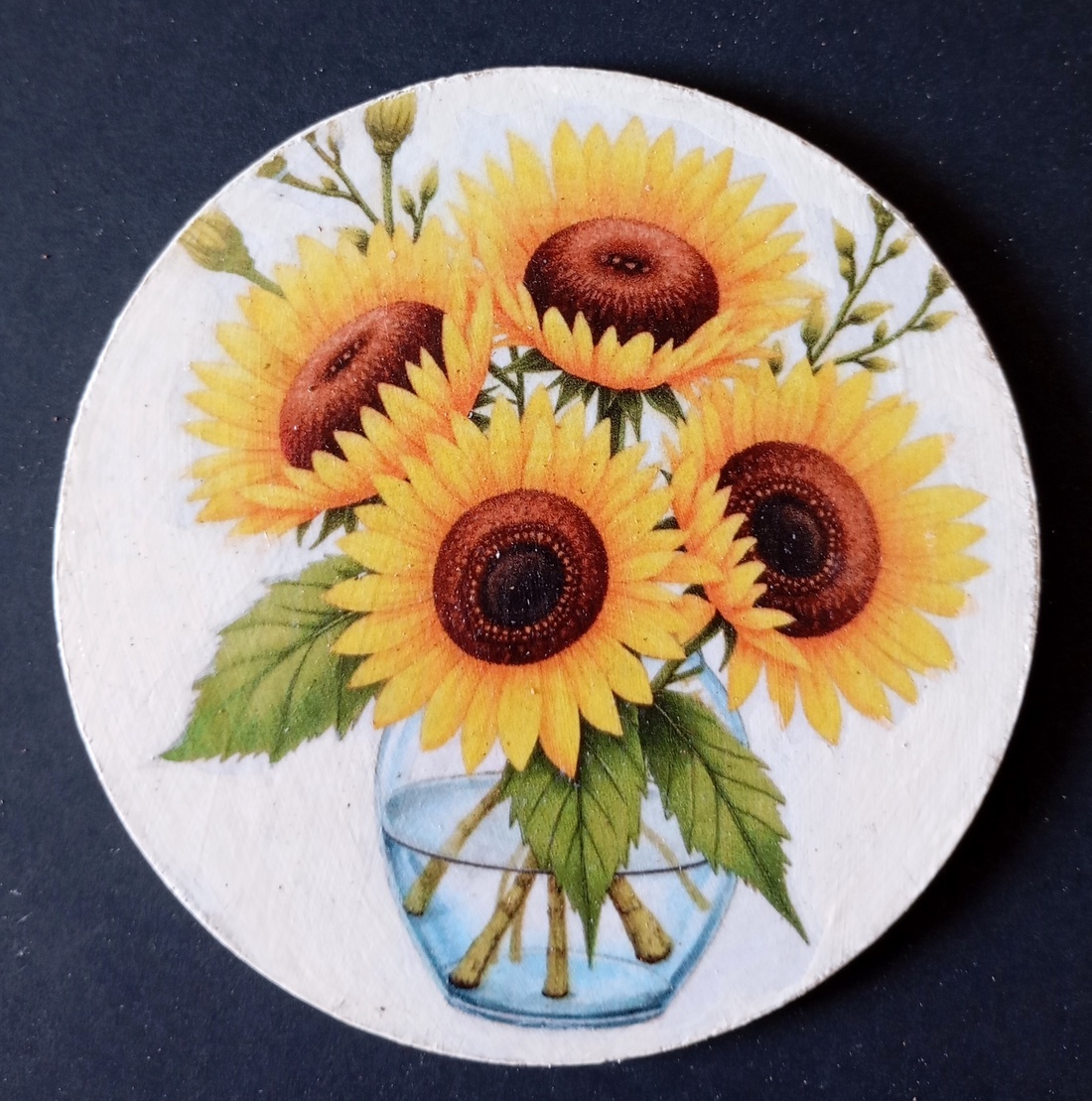 Set of four decoupage coasters - Sunflower Bouquet - casă & stil de viață - echipamente de bucătărie - accesorii de servire - coastere - Artynos.ro