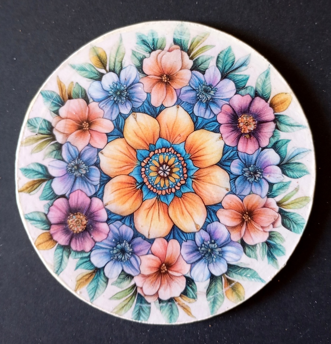 Set of four decoupage coasters - Flower Mandala - casă & stil de viață - echipamente de bucătărie - accesorii de servire - coastere - Artynos.ro