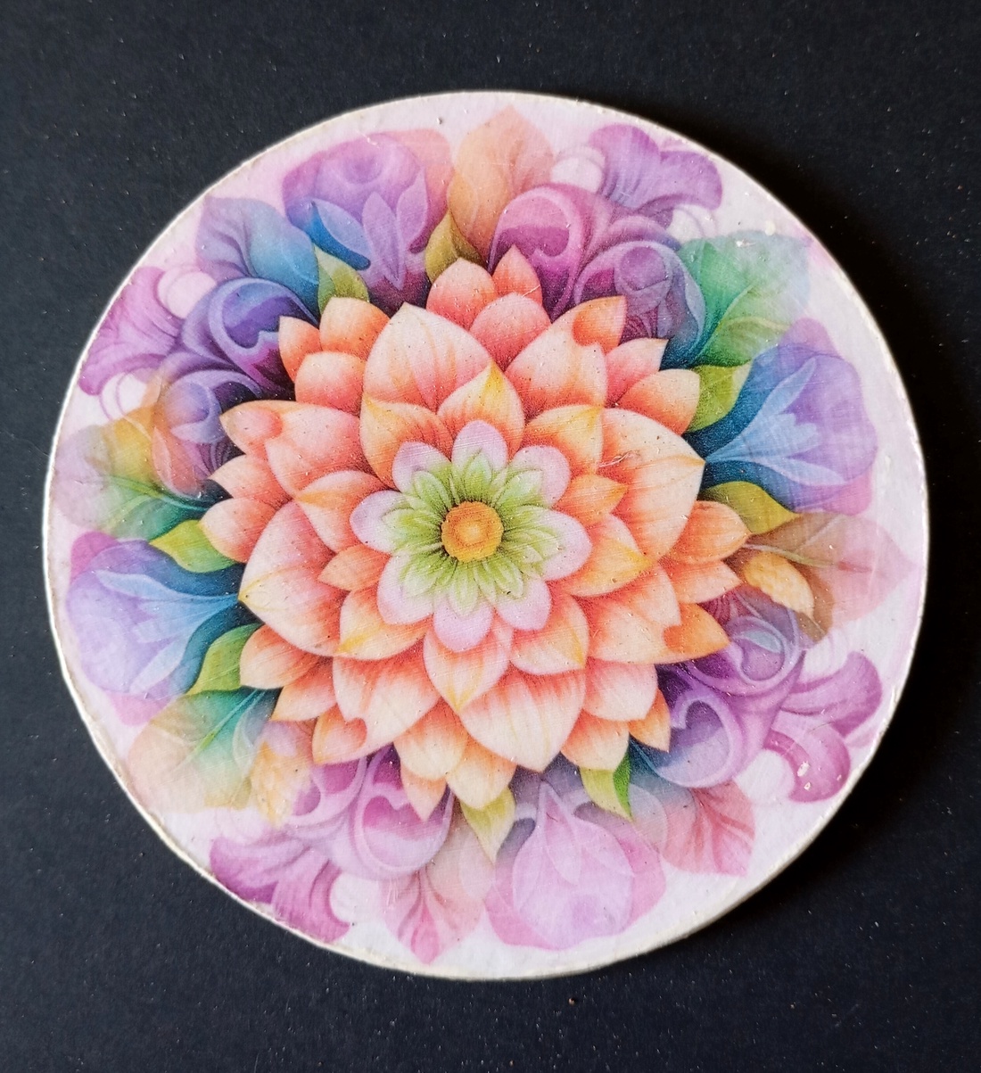 Set of four decoupage coasters - Flower Mandala - casă & stil de viață - echipamente de bucătărie - accesorii de servire - coastere - Artynos.ro