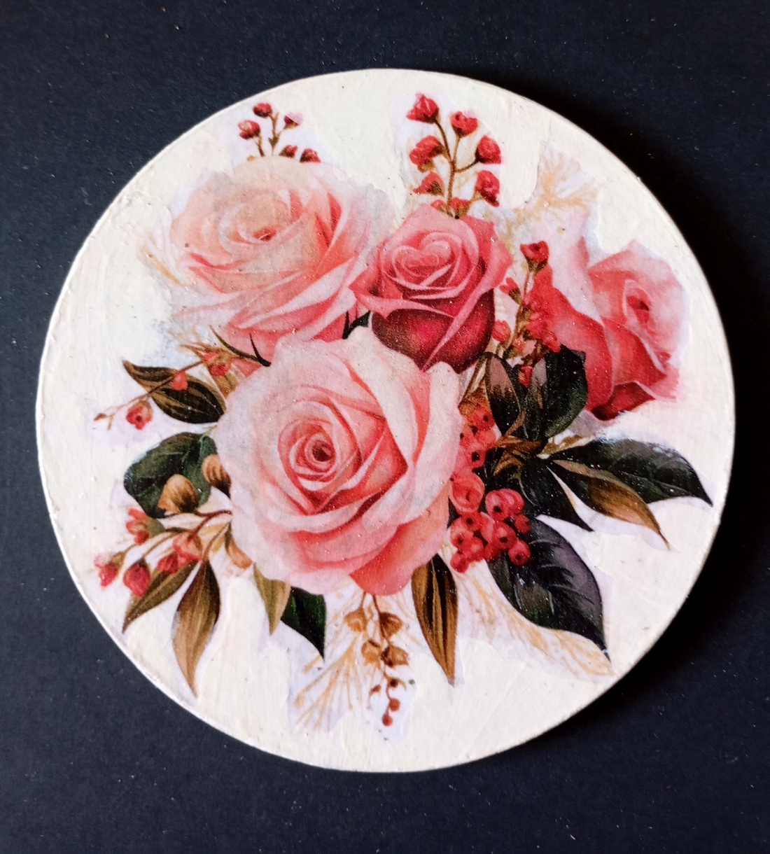 Set of four decoupage coasters - Pink Roses - casă & stil de viață - echipamente de bucătărie - accesorii de servire - coastere - Artynos.ro