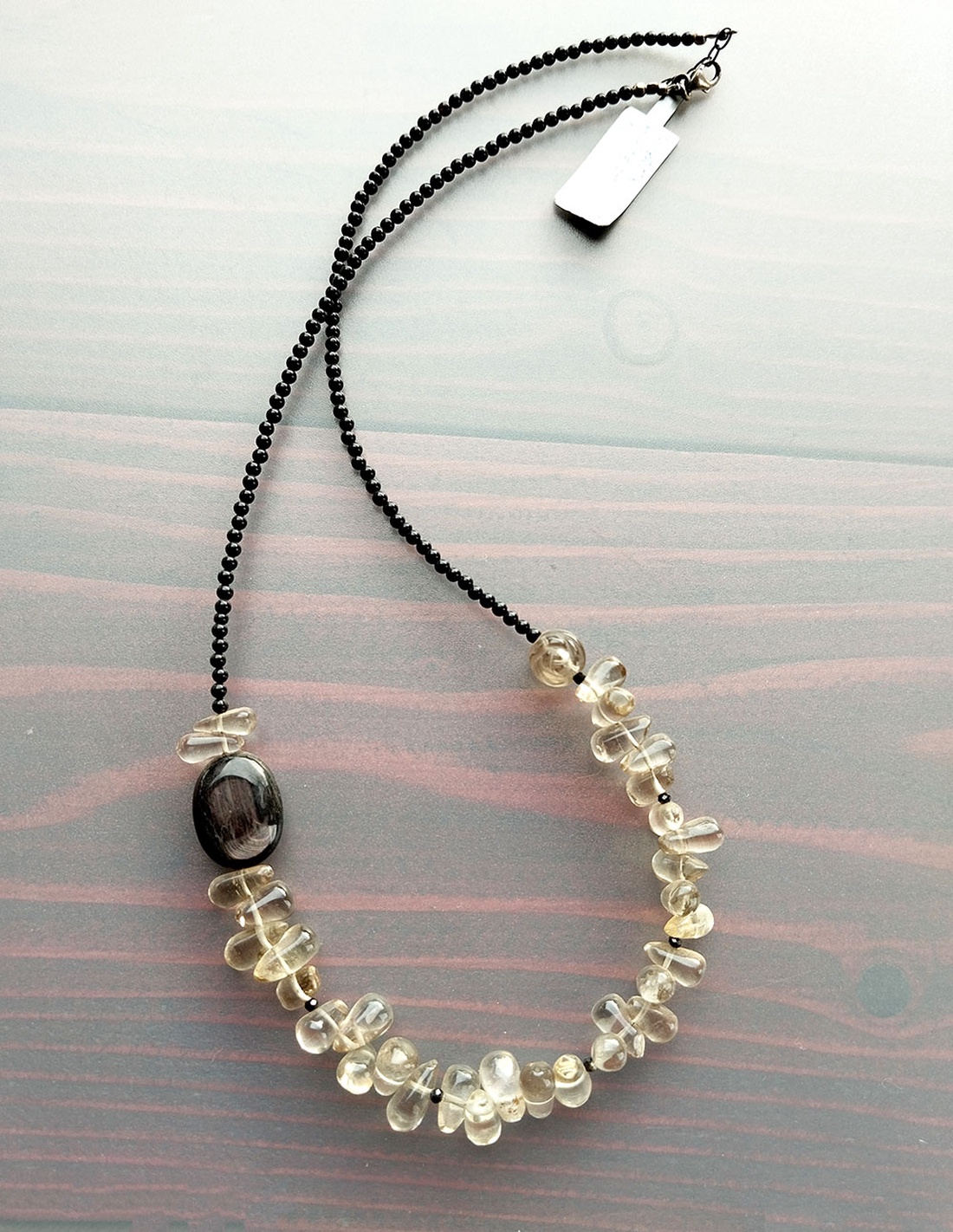 Colier din onix, cuart fumuriu si hipersten - bijuterii - coliere - coliere din pietre semiprețioase - Artynos.ro