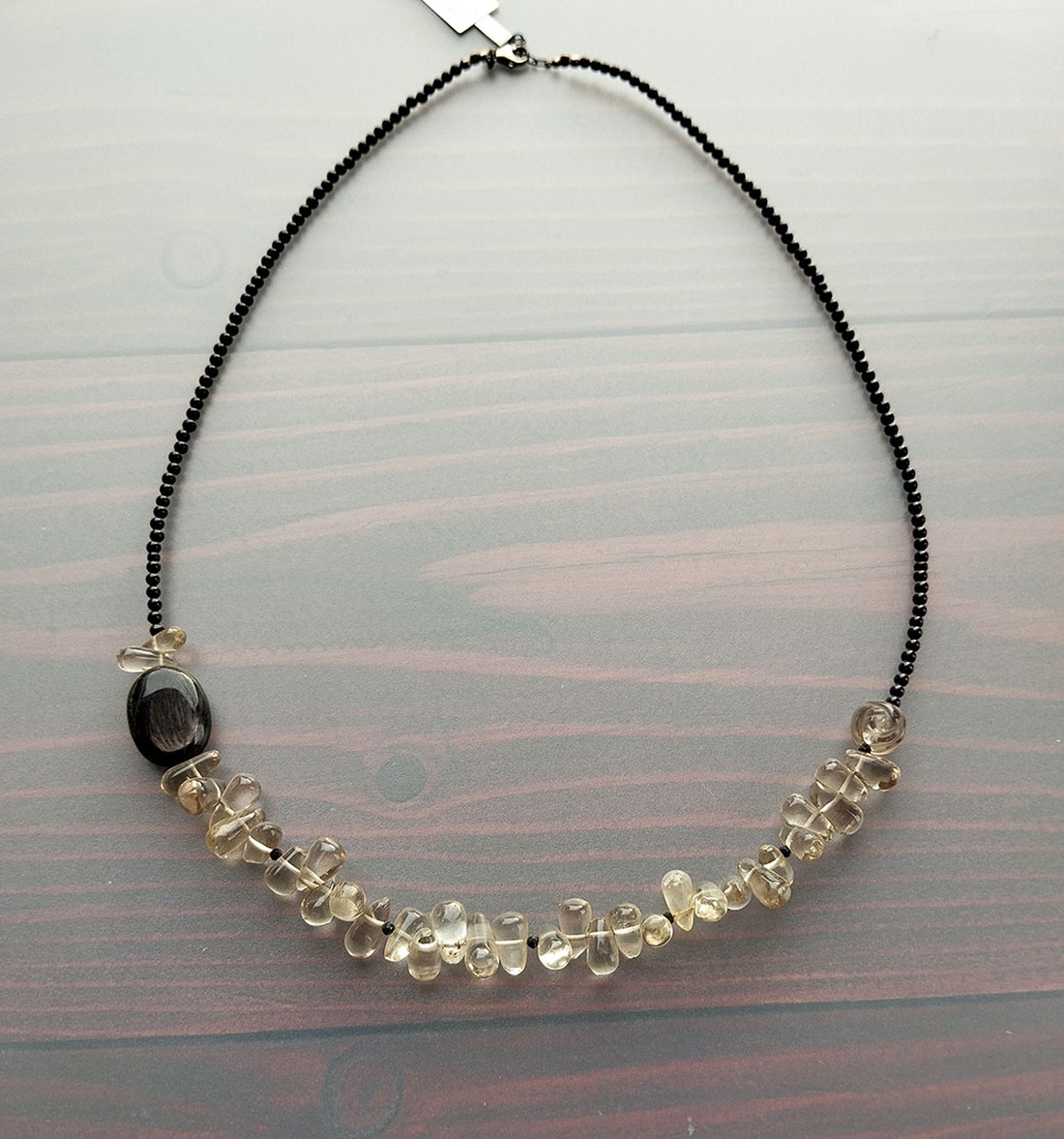 Colier din onix, cuart fumuriu si hipersten - bijuterii - coliere - coliere din pietre semiprețioase - Artynos.ro