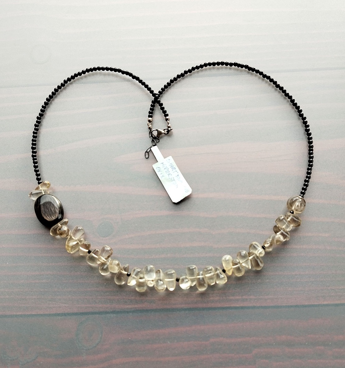 Colier din onix, cuart fumuriu si hipersten - bijuterii - coliere - coliere din pietre semiprețioase - Artynos.ro