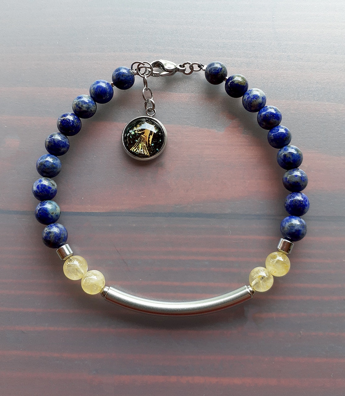 Lapis lazuli si citrin - bijuterii - brățări - brățări din pietre semiprețioase - Artynos.ro