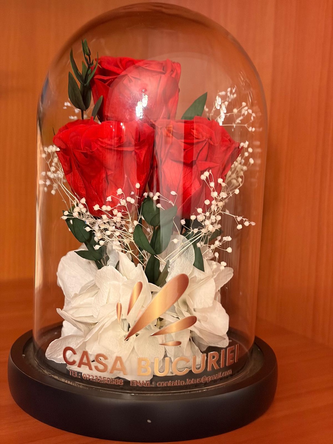 Aranjament Manual 3 Trandafiri Criogenați Roșii - casă & stil de viață - decorațiuni de casă - accesorii florale - flori în ghiveci - Artynos.ro