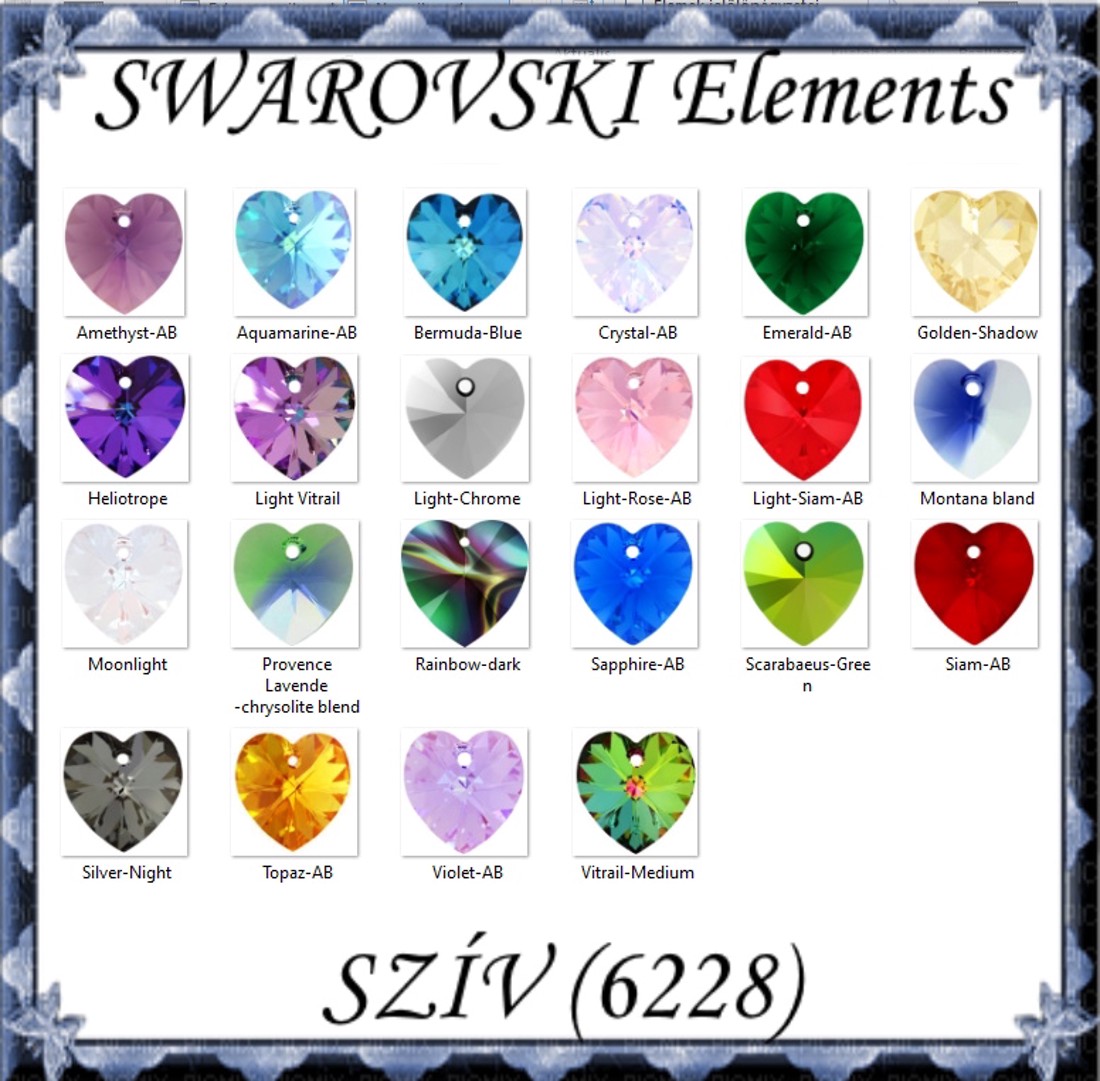 Pandantiv din cristal Swarovski: SWM heart (6228) 14mm AB în mai multe culori -  - Artynos.ro