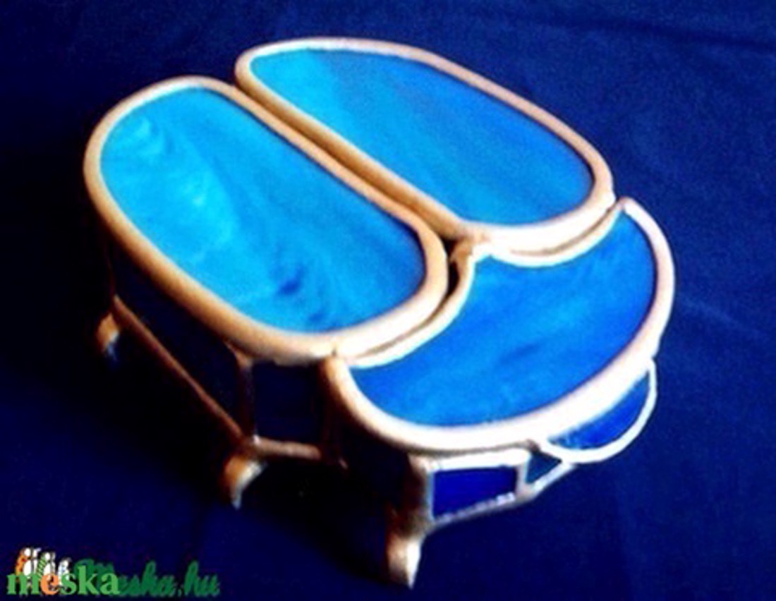 Cutie de bijuterii Scarab teal gold albastru-auriu -  - Artynos.ro