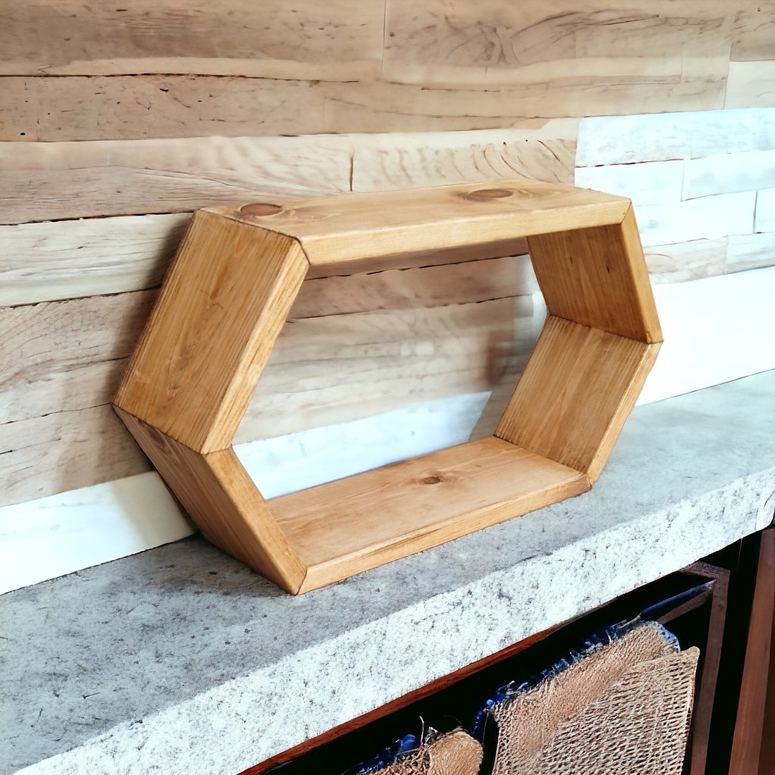 Raft hexagonal mare - casă & stil de viață - mobilier artizanal - rafturi  - Artynos.ro