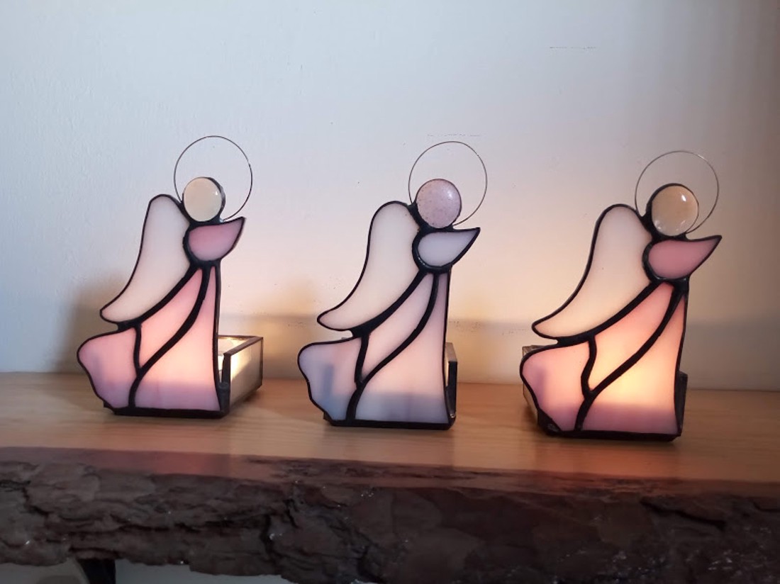înger Tiffany Suport Lumânare - accesorii de crăciun - decorațiuni de advent - decorațiuni de lumânări advent  - Artynos.ro
