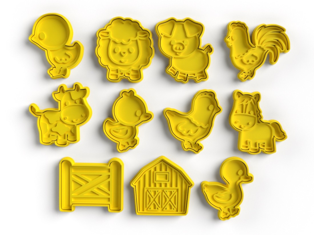 Set de forme pentru prăjituri cu animale de la fermă � Forme de prăjituri cu tematică de fermă  Imprimate 3D -  - Artynos.ro