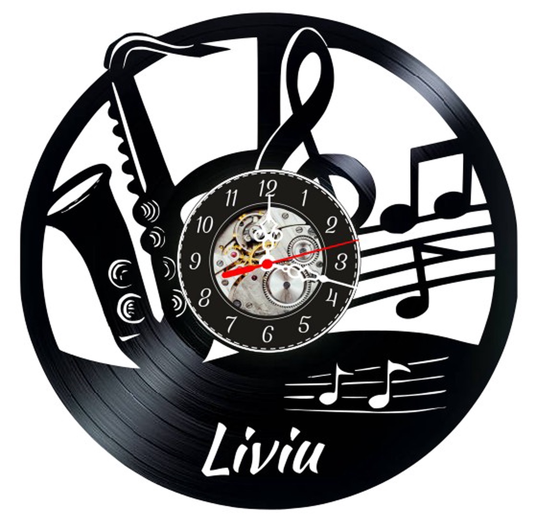 SAXOFONIST-ceas de perete(PERSONALIZABIL) - casă & stil de viață - accesorii pentru decorat casa - decorațiuni de pereți, decorațiuni suspendate - ceasuri de perete - Artynos.ro