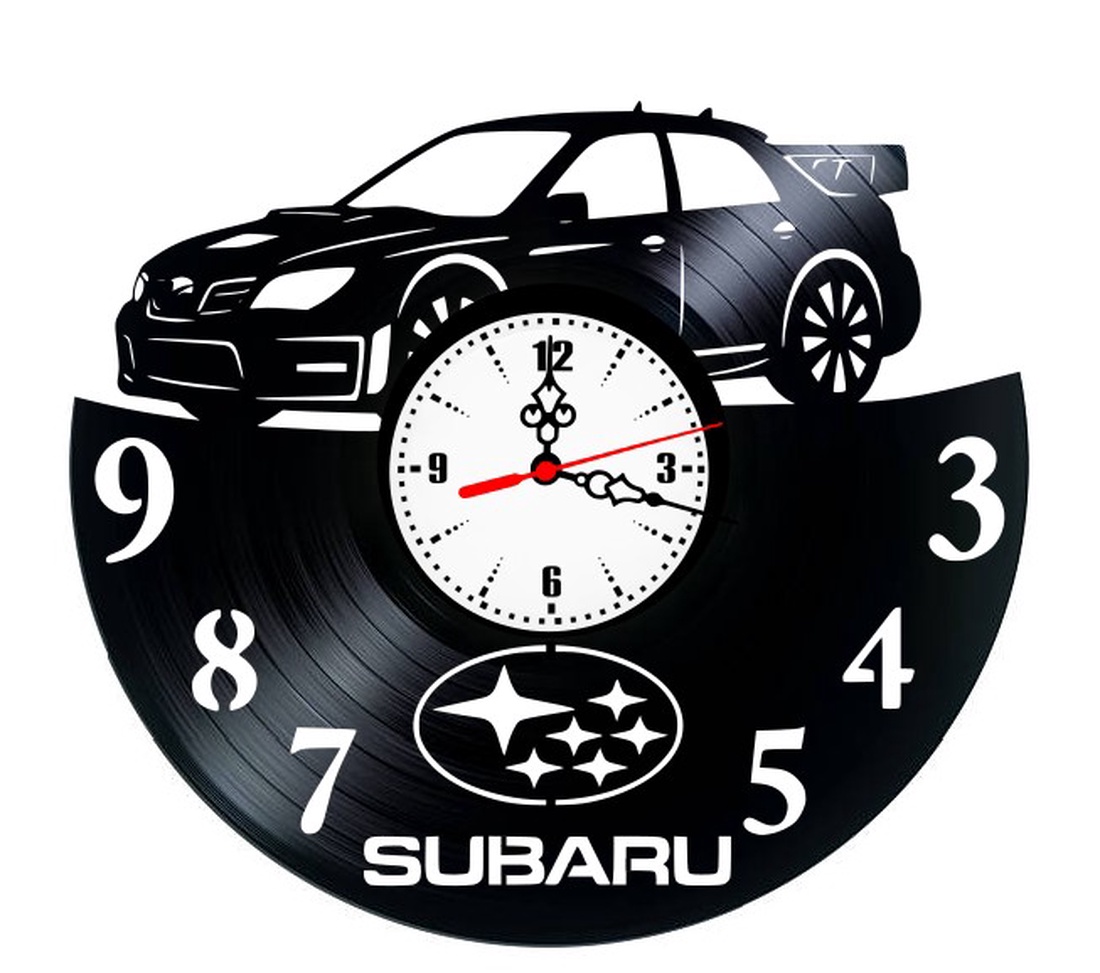 Ceas de Perete Artizanal din Vinil Subaru WRX STI � Lucrat Manual, Cadou de Raliu pentru Pasionații Auto - casă & stil de viață - decorațiuni de casă - decorațiuni de pereți - ceasuri de perete - Artynos.ro