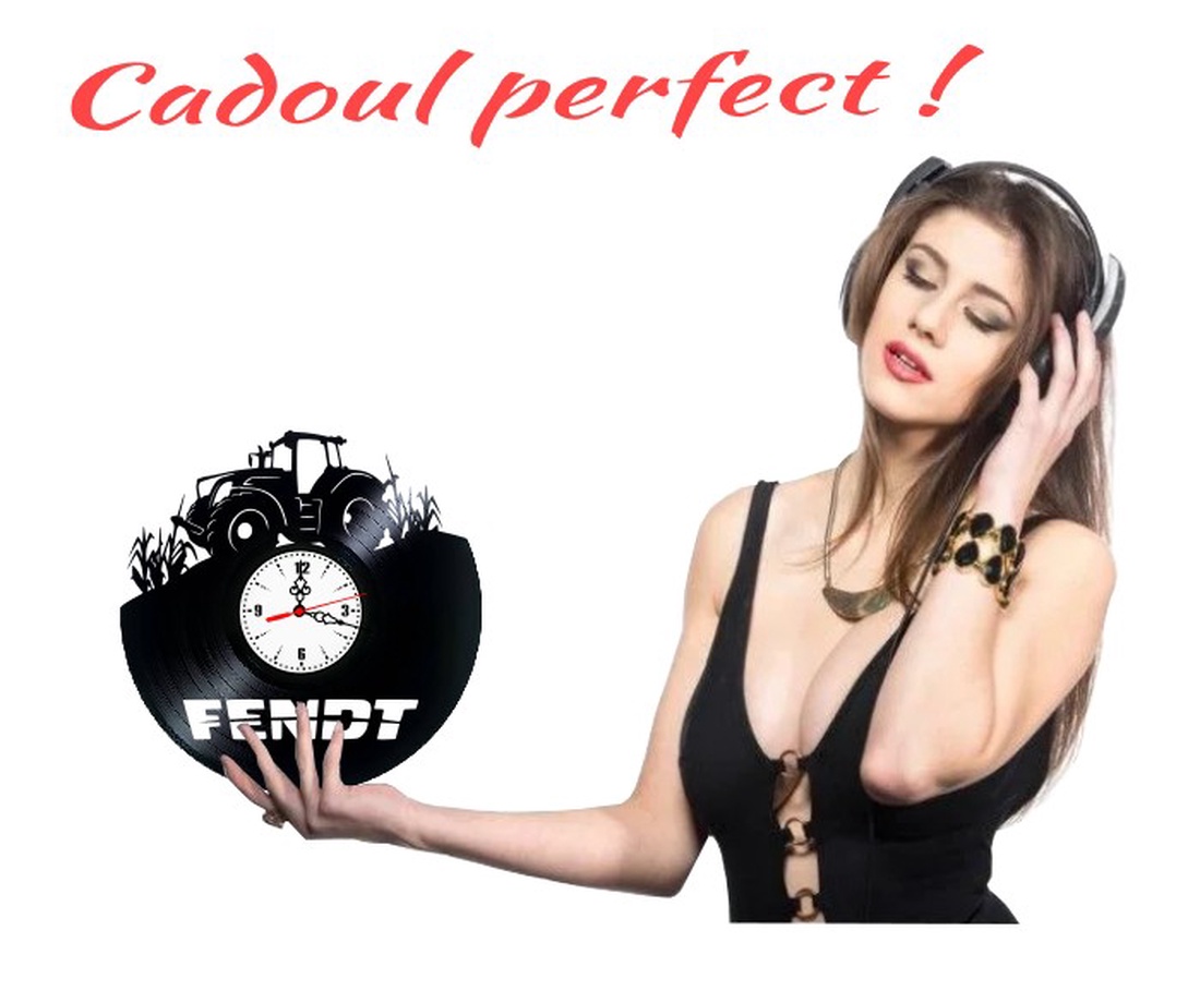 Ceas de perete din disc vinil, Tematică Fendt / Agricultură, Design cu Tractor pe Câmp, Negru - casă & stil de viață - decorațiuni de casă - decorațiuni de pereți - ceasuri de perete - Artynos.ro
