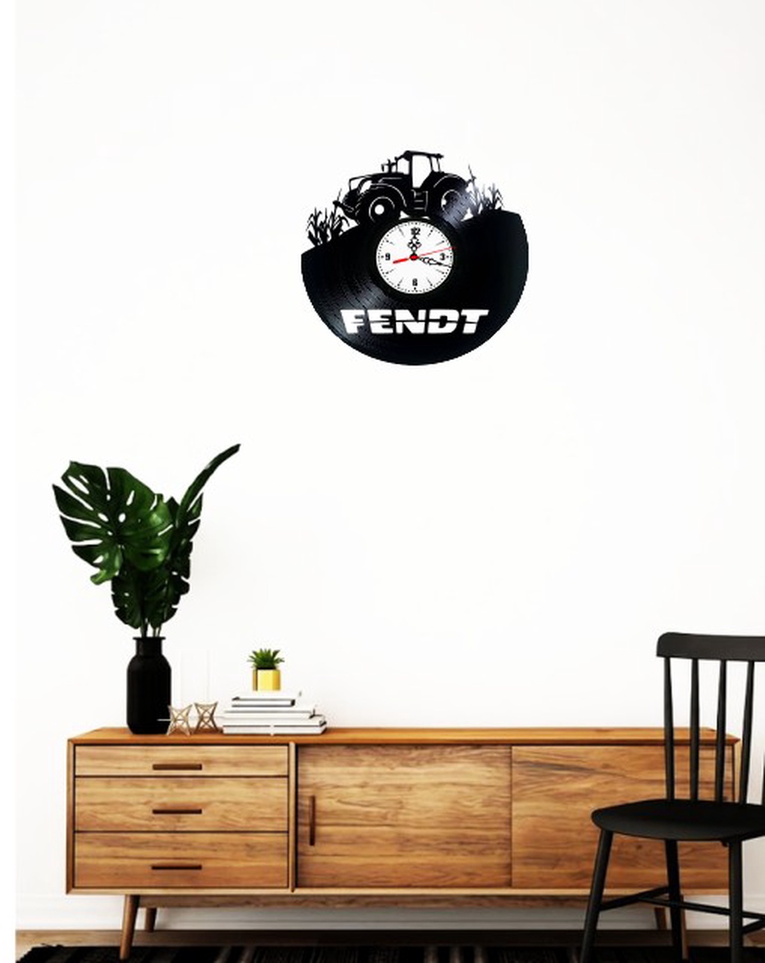 Ceas de perete din disc vinil, Tematică Fendt / Agricultură, Design cu Tractor pe Câmp, Negru - casă & stil de viață - decorațiuni de casă - decorațiuni de pereți - ceasuri de perete - Artynos.ro