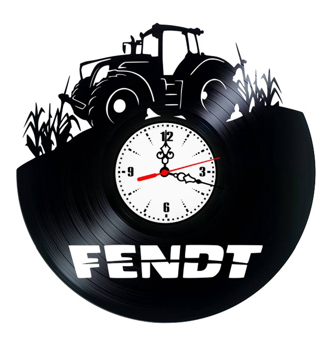 Ceas de perete din disc vinil, Tematică Fendt / Agricultură, Design cu Tractor pe Câmp, Negru - casă & stil de viață - decorațiuni de casă - decorațiuni de pereți - ceasuri de perete - Artynos.ro