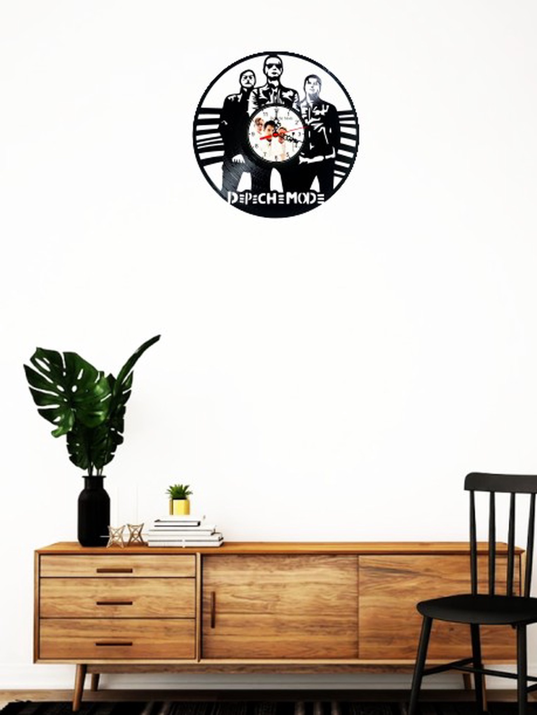 Ceas de perete decorativ realizat din disc de vinil, Model Depeche Mode Synth Pop Rock Dave Gahan, Negru, 30 cm - casă & stil de viață - decorațiuni de casă - decorațiuni de pereți - ceasuri de perete - Artynos.ro