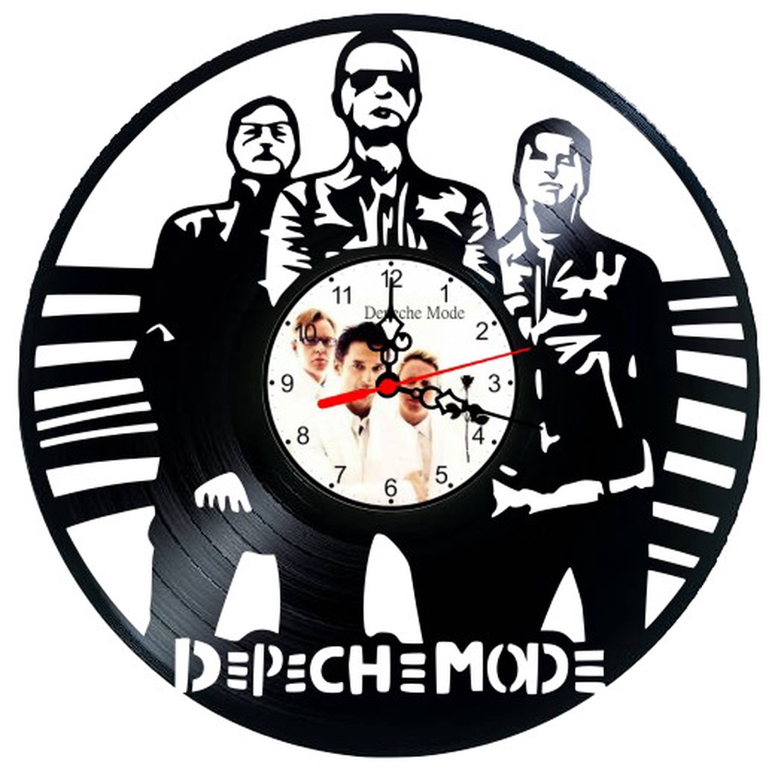 Ceas de perete decorativ realizat din disc de vinil, Model Depeche Mode Synth Pop Rock Dave Gahan, Negru, 30 cm - casă & stil de viață - decorațiuni de casă - decorațiuni de pereți - ceasuri de perete - Artynos.ro