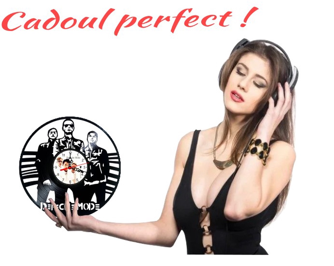 Ceas de perete decorativ realizat din disc de vinil, Model Depeche Mode Synth Pop Rock Dave Gahan, Negru, 30 cm - casă & stil de viață - decorațiuni de casă - decorațiuni de pereți - ceasuri de perete - Artynos.ro