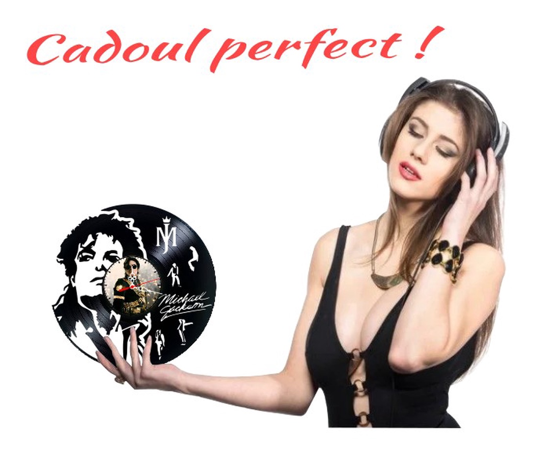 Ceas de perete decorativ realizat din disc de vinil, Model Michael Jackson King of Pop Monograma Semnatura, Negru, 30 cm - casă & stil de viață - decorațiuni de casă - decorațiuni de pereți - ceasuri de perete - Artynos.ro