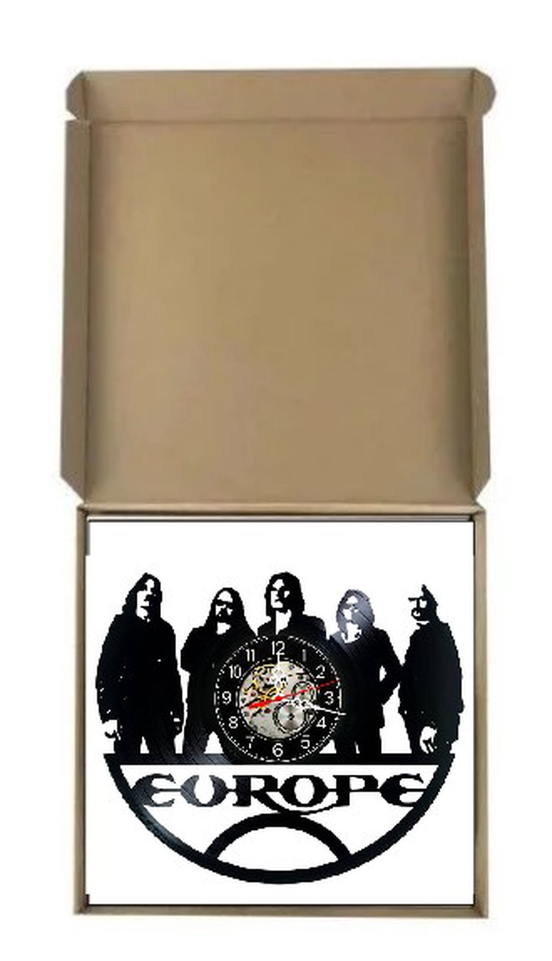 Ceas de perete decorativ realizat din disc de vinil, Model Trupa Europe Rock Final Countdown, Negru, 30 cm - casă & stil de viață - decorațiuni de casă - decorațiuni de pereți - ceasuri de perete - Artynos.ro