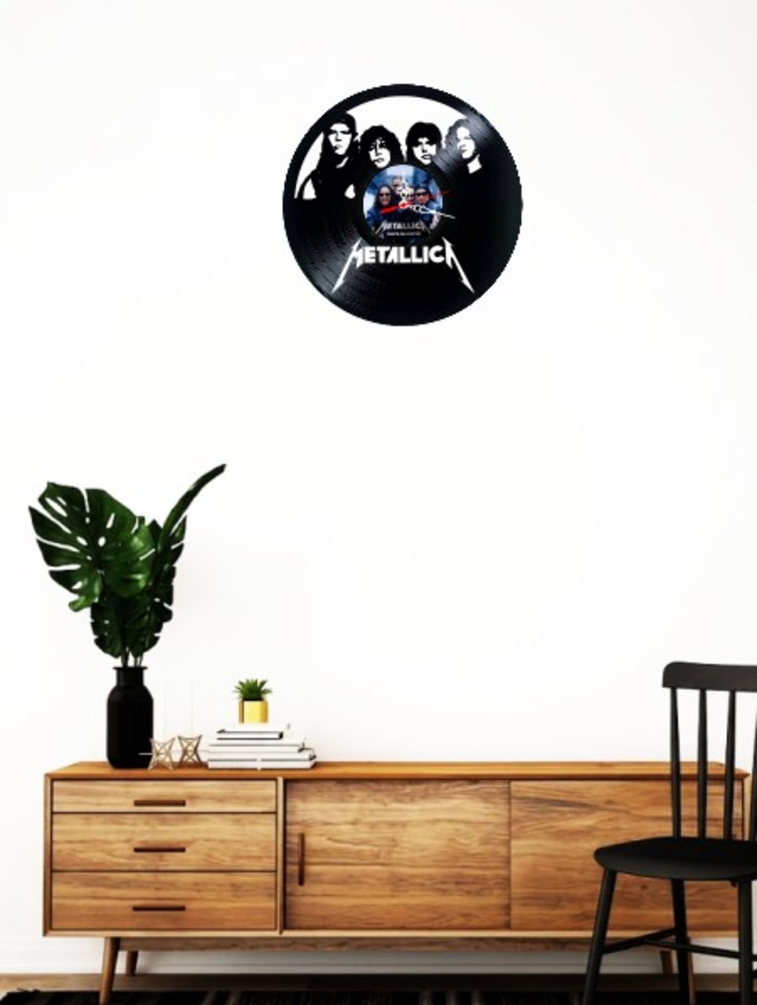 Ceas de perete decorativ realizat din disc de vinil, Model Metallica Heavy Metal Death Magnetic, Negru, 30 cm - casă & stil de viață - decorațiuni de casă - decorațiuni de pereți - ceasuri de perete - Artynos.ro